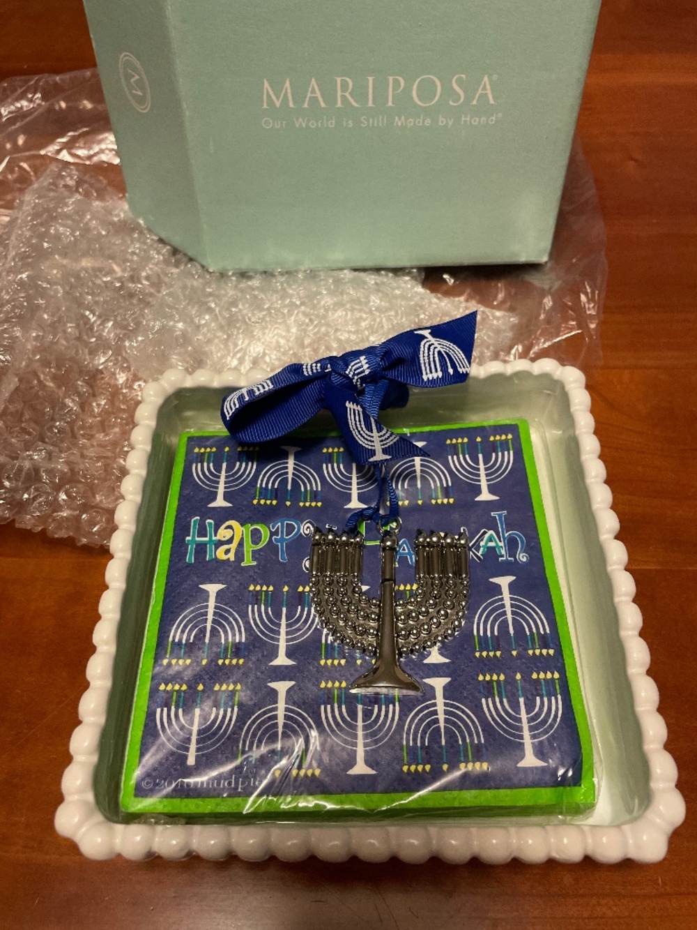 Cocktail Napkin Holder with Hanukkah Cocktail Napkins